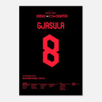 Gjasula mit dem Ausgleichstreffer für Albanien gegen Kroatien bei der EM 2024 Fußball Poster mit Rahmen