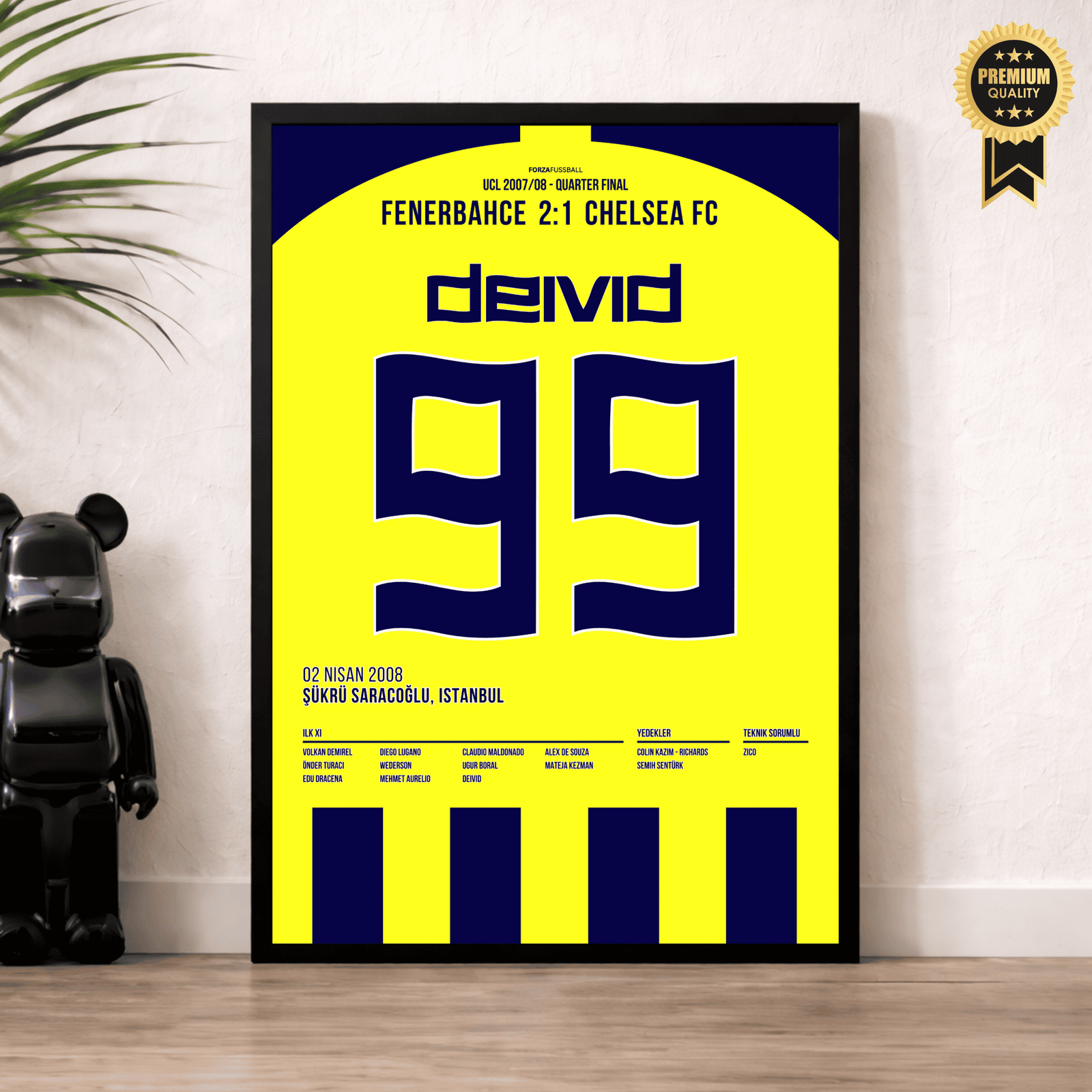 Deivid wird zum Matchwinner gegen Chelsea im CL Viertelfinal Hinspiel Fußball Poster mit Rahmen