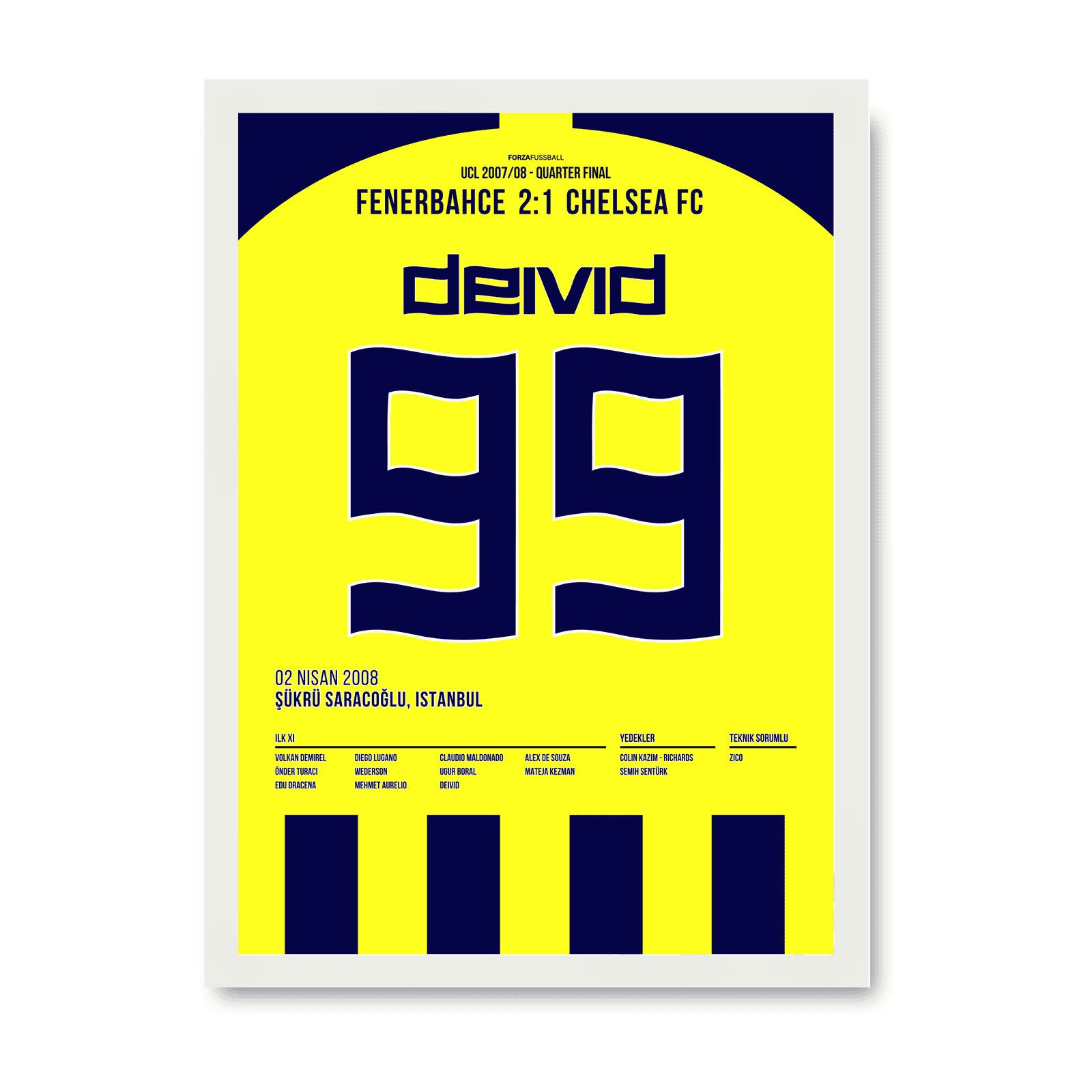 Deivid wird zum Matchwinner gegen Chelsea im CL Viertelfinal Hinspiel Fußball Poster mit Rahmen