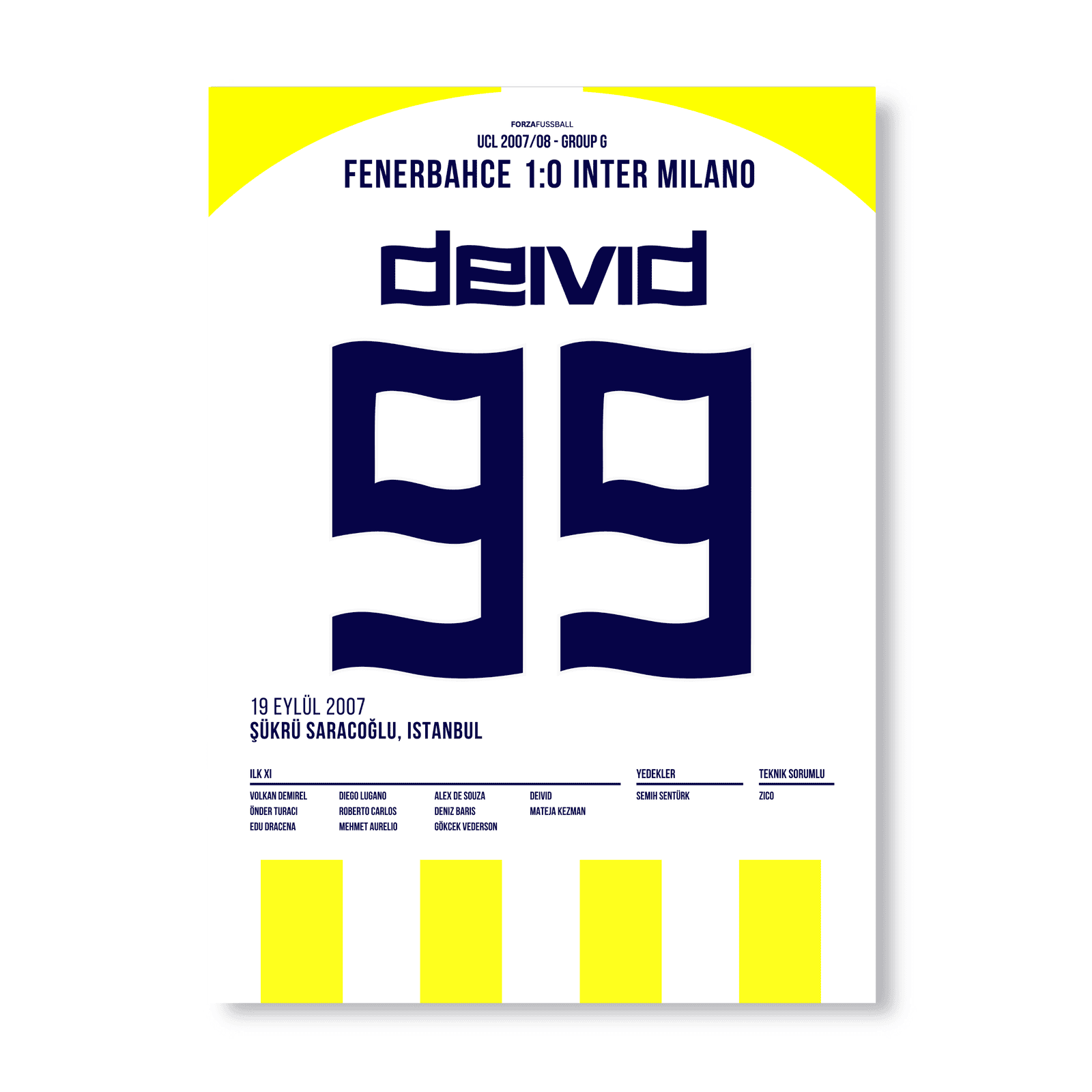Deivid mit dem Seitfallzieher zum Sieg gegen Inter Fußball Poster mit Rahmen