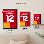 Drogba führt Gala per Hackentor zum Sieg gegen Real Madrid Fußball Poster mit Rahmen