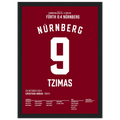 Derbyheld Tzimas – Doppelpack beim 4:0 in Fürth Fußball Poster mit Rahmen