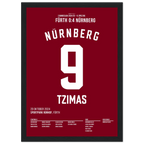 Derbyheld Tzimas – Doppelpack beim 4:0 in Fürth Fußball Poster mit Rahmen