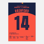Rashford führt Barca mit Traumtor zum Sieg in Newcastle Fußball Poster mit Rahmen