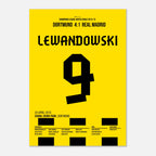 Lewandowski´s historischer Viererpack gegen Real Madrid Fußball Poster mit Rahmen