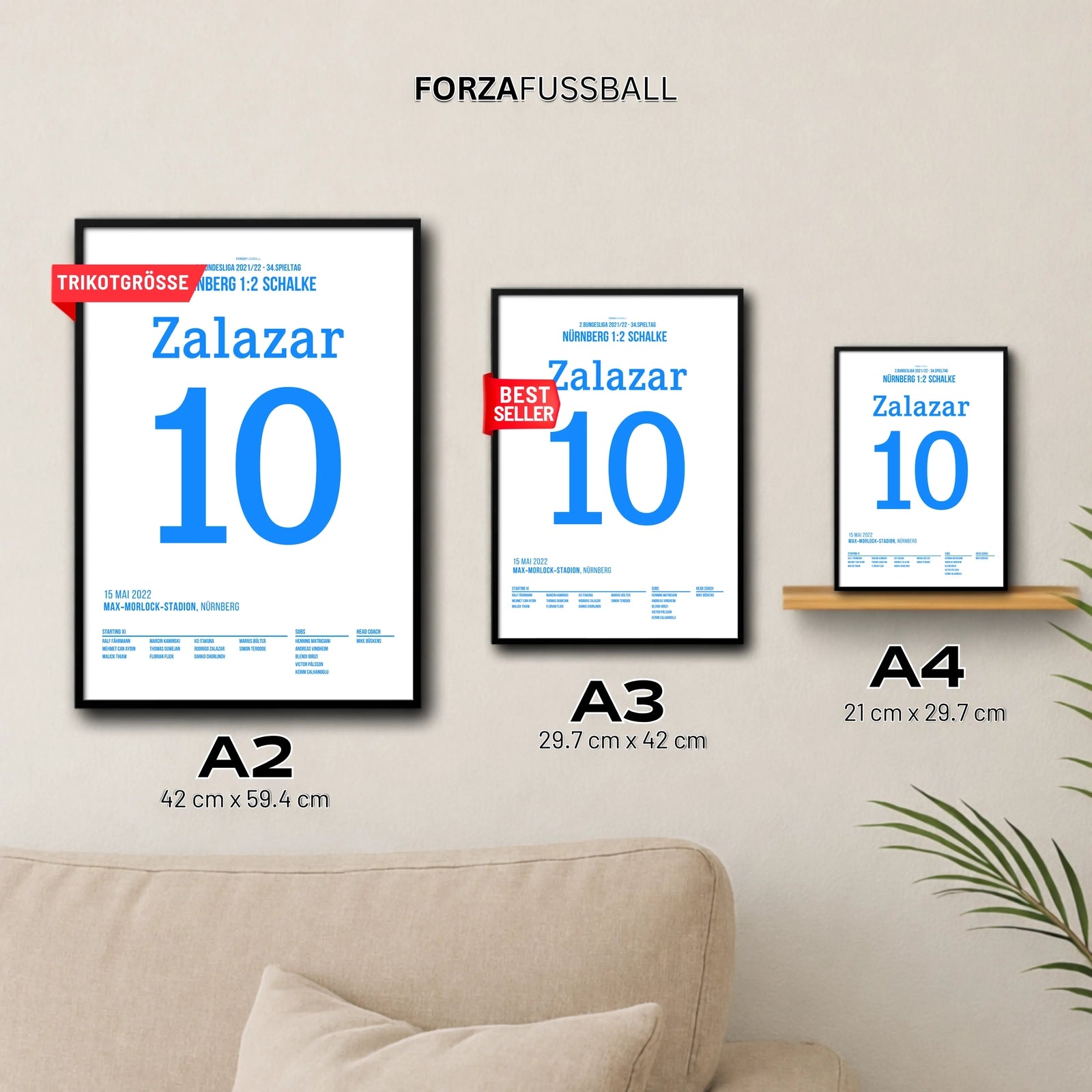 Zalazar's 59m Tor in Nürnberg krönt Schalke zum 2.Liga Meister Fußball Poster mit Rahmen