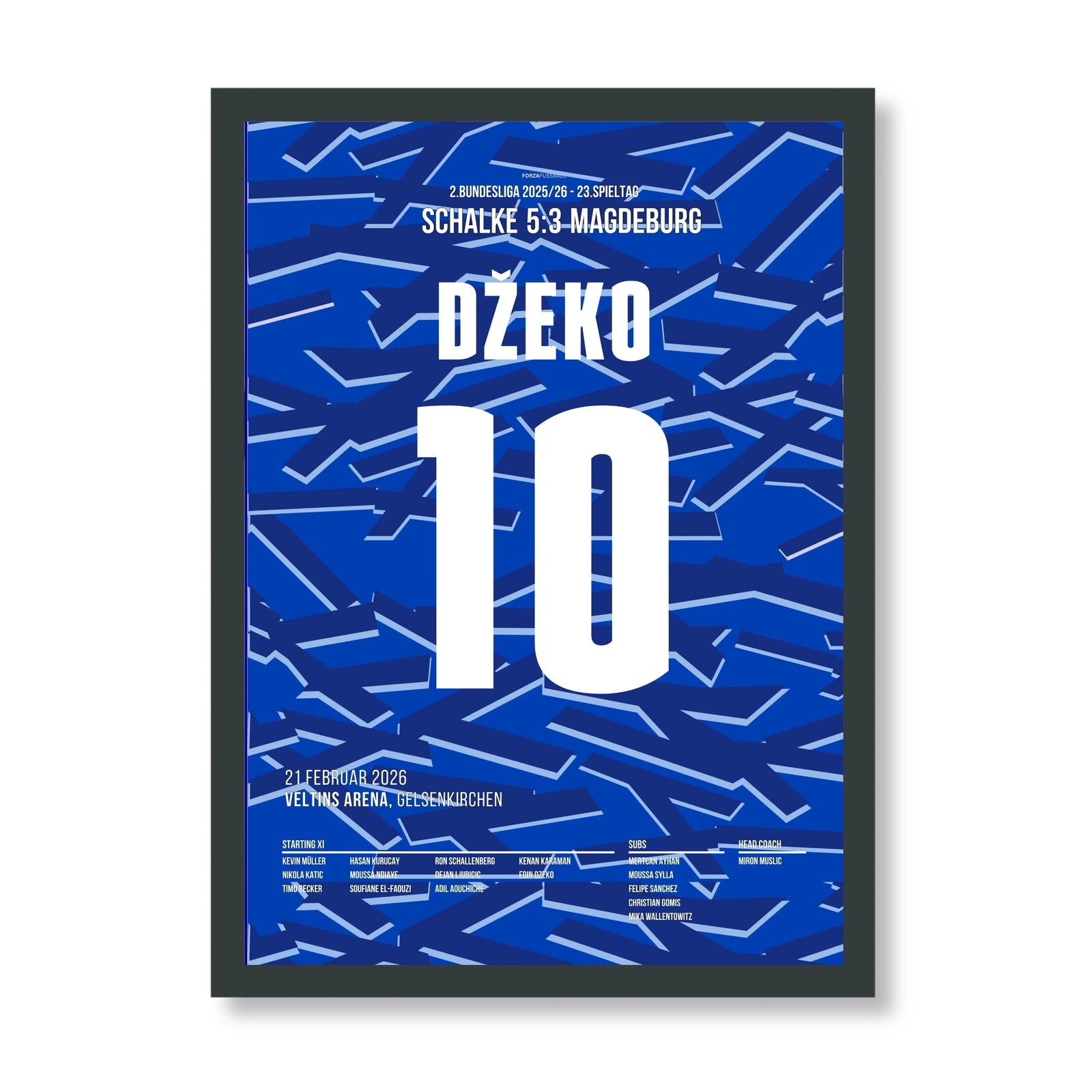Dzeko mit Tor und Vorlage beim 8 Tore Spektakel gegen Magdeburg Fußball Poster mit Rahmen