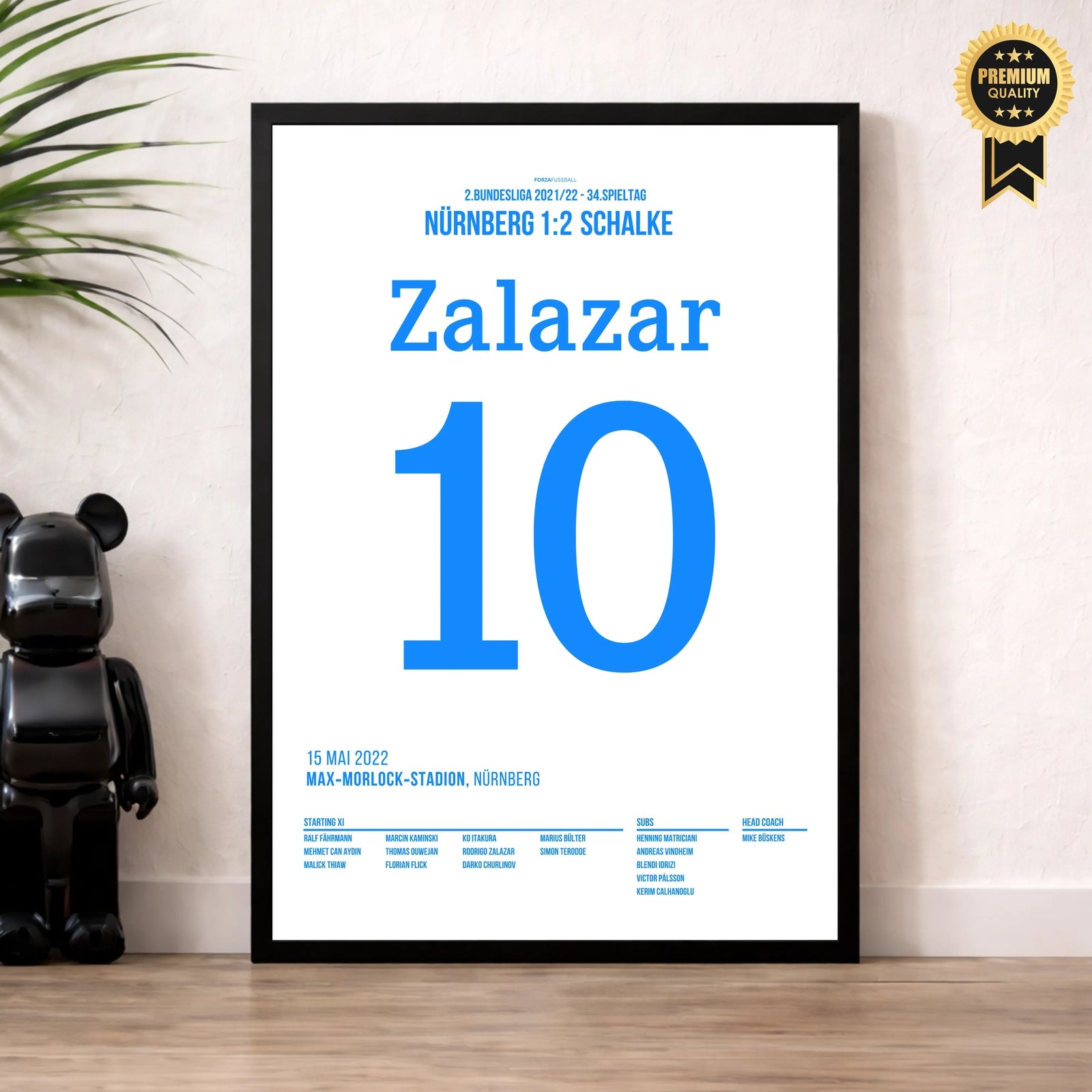 Zalazar's 59m Tor in Nürnberg krönt Schalke zum 2.Liga Meister Fußball Poster mit Rahmen