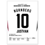 Justvan mit dem last Minute Siegtreffer in Magdeburg Fußball Poster mit Rahmen