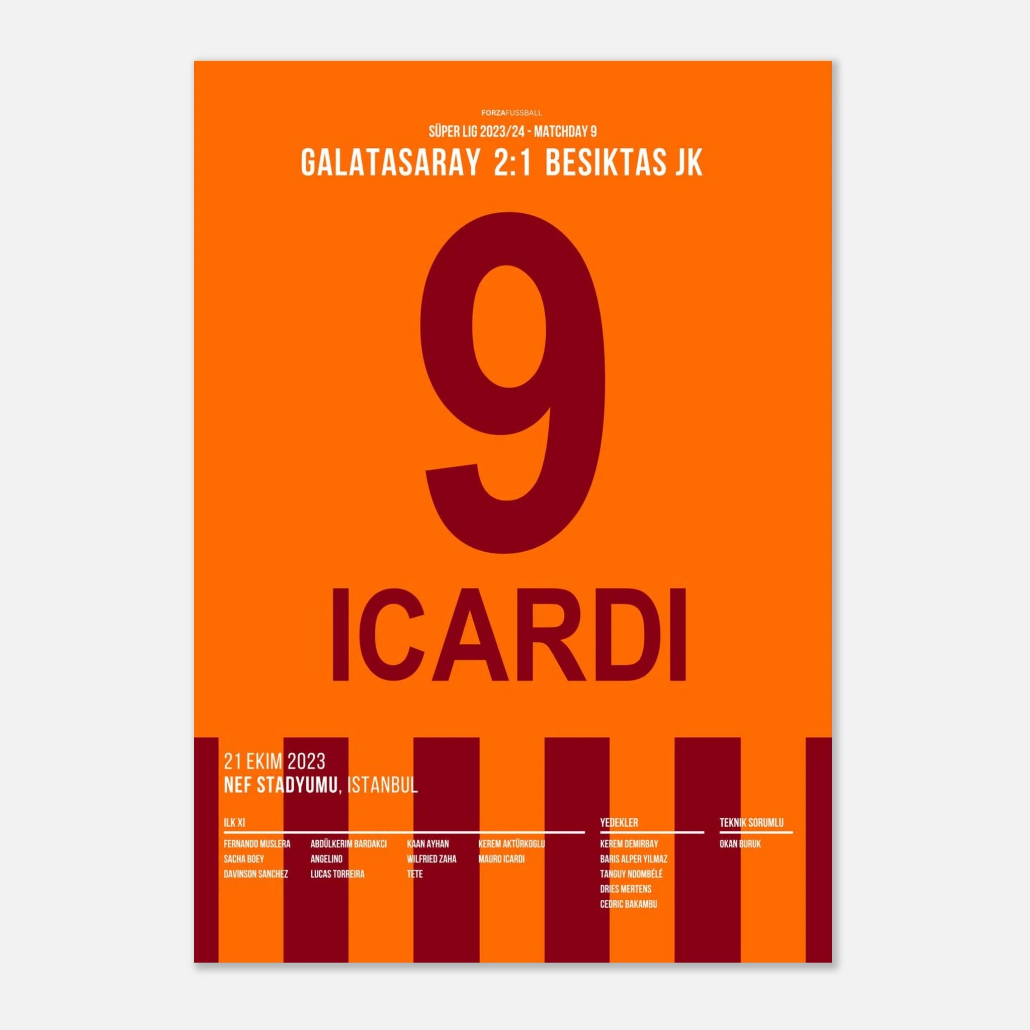 Mauro Icardi schießt Besiktas im Derby mal wieder ab Fußball Poster mit Rahmen