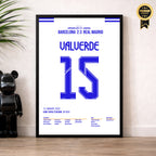 Fede Valverde entscheidet den Super Cup El Clasico 2022 Fußball Poster mit Rahmen