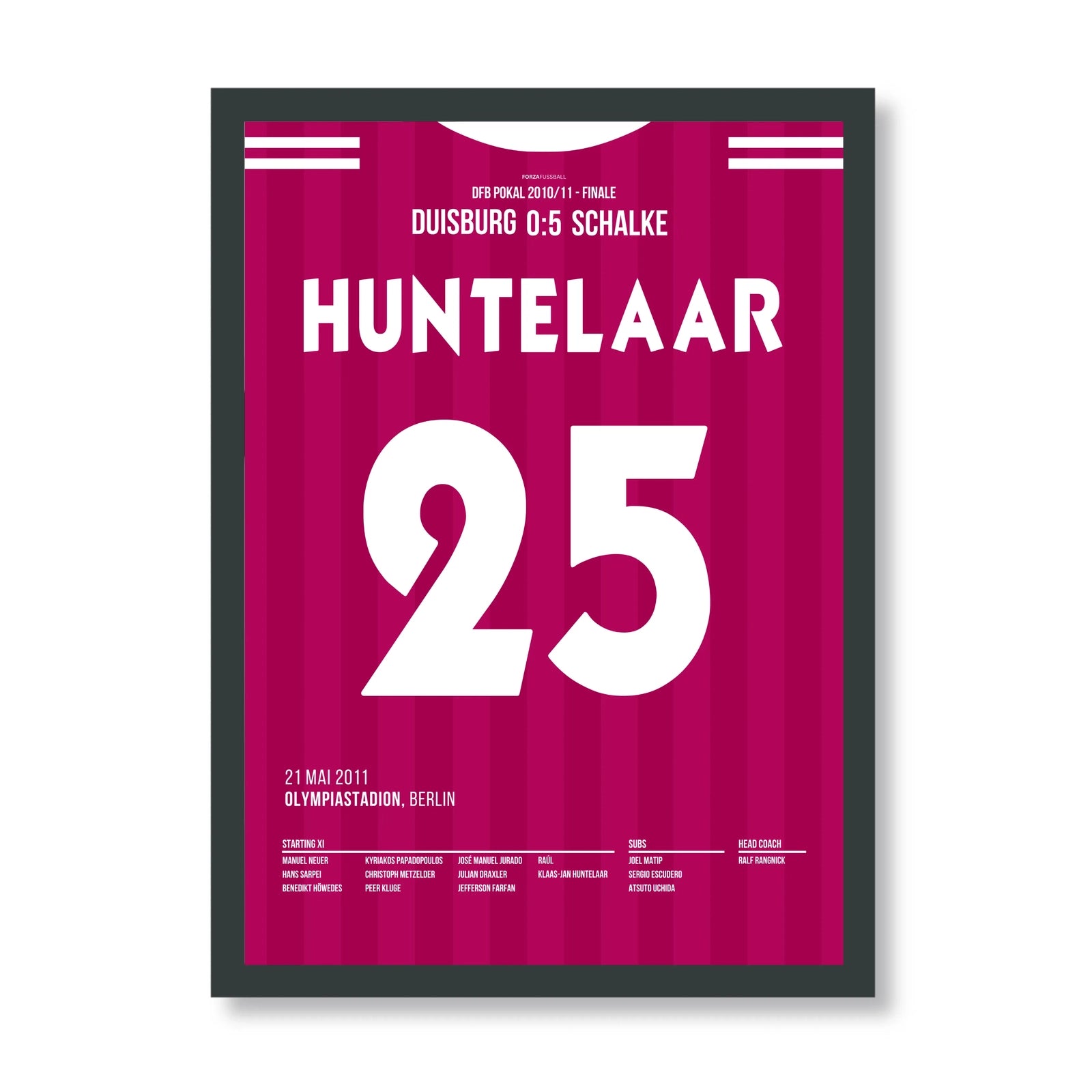 Der Hunter führt Schalke zum DFB Pokal Titel 2011 Fußball Poster mit Rahmen