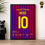 Messi´s 5er Pack beim 7:1 gegen Leverkusen Fußball Poster mit Rahmen