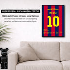 Messi schickt Boateng und Neuer schlafen Fußball Poster mit Rahmen