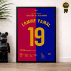 Lamine Yamal Show im Clasico um die Meisterschaft Fußball Poster mit Rahmen