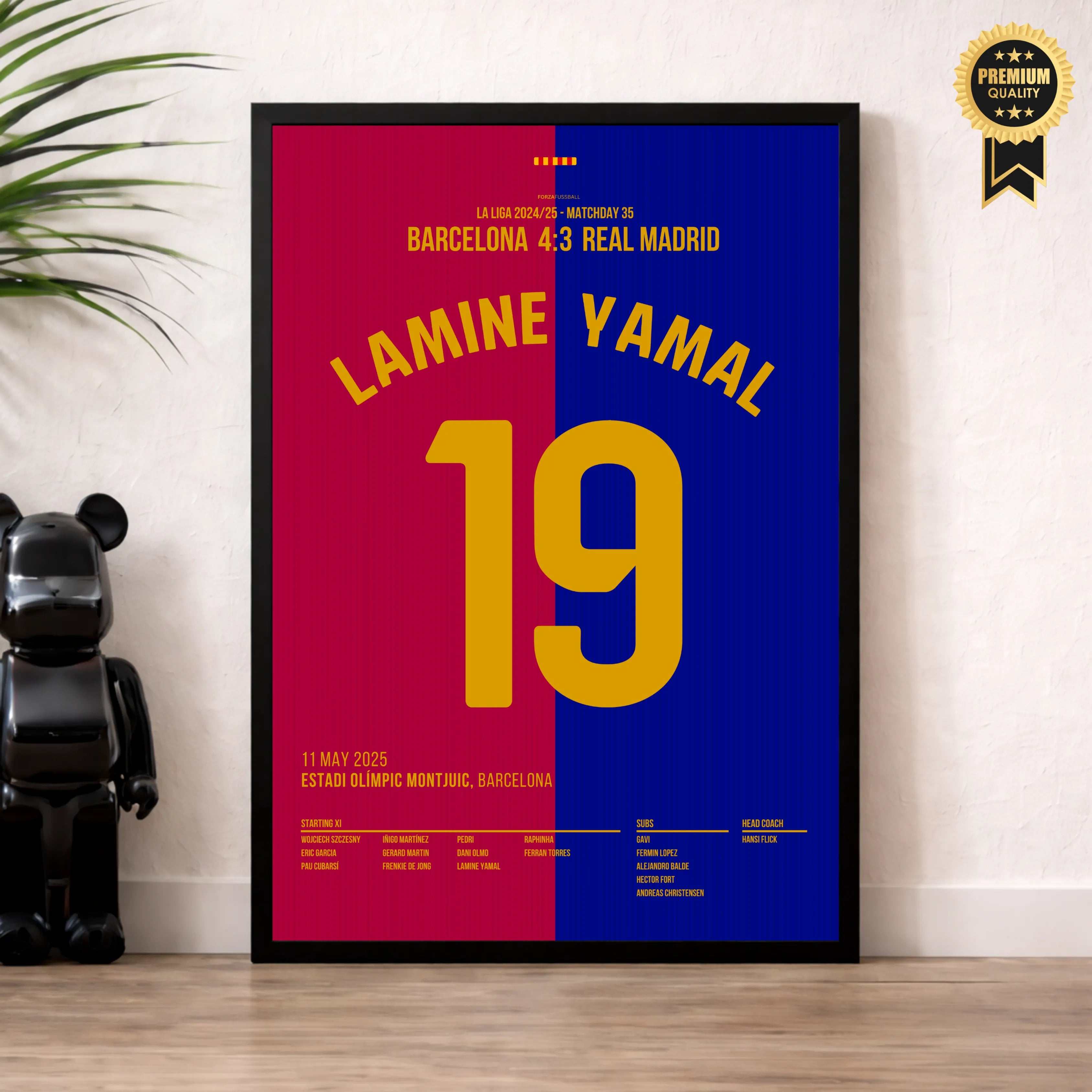 Lamine Yamal Show im Clasico um die Meisterschaft Fußball Poster mit Rahmen