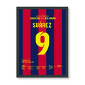 Luis Suarez entscheidet den Clasico und führt Barca zur Meisterschaft 2015 Fußball Poster mit Rahmen