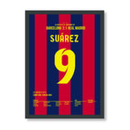 Luis Suarez entscheidet den Clasico und führt Barca zur Meisterschaft 2015 Fußball Poster mit Rahmen