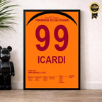 Mauro Icardi mit dem Dritten gegen Fener Fußball Poster mit Rahmen