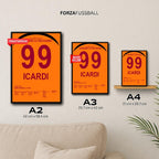 Mauro Icardi mit dem Dritten gegen Fener Fußball Poster mit Rahmen