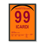 Mauro Icardi mit dem Dritten gegen Fener Fußball Poster mit Rahmen