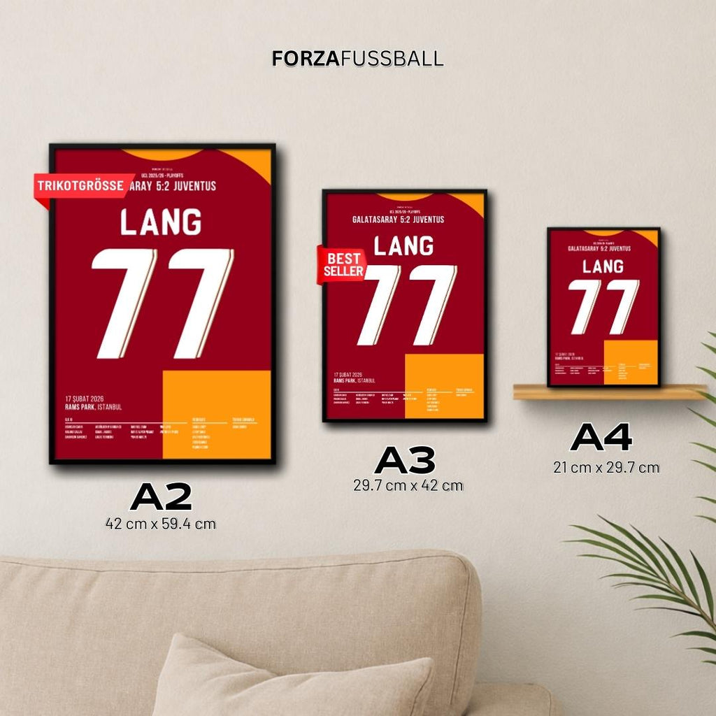 Noa Lang´s Doppelpack gegen Juventus Fußball Poster mit Rahmen