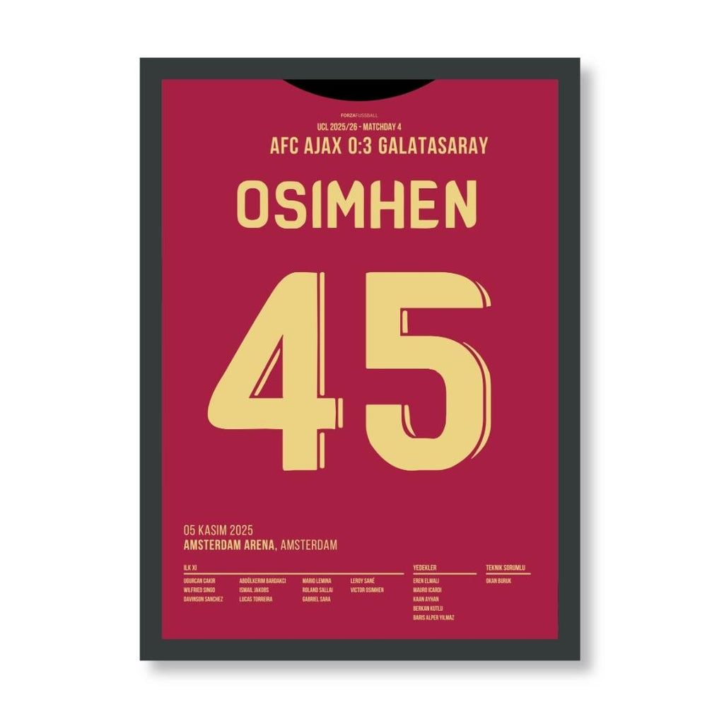 Victor Osimhens Hattrick-Gala in Amsterdam Fußball Poster mit Rahmen