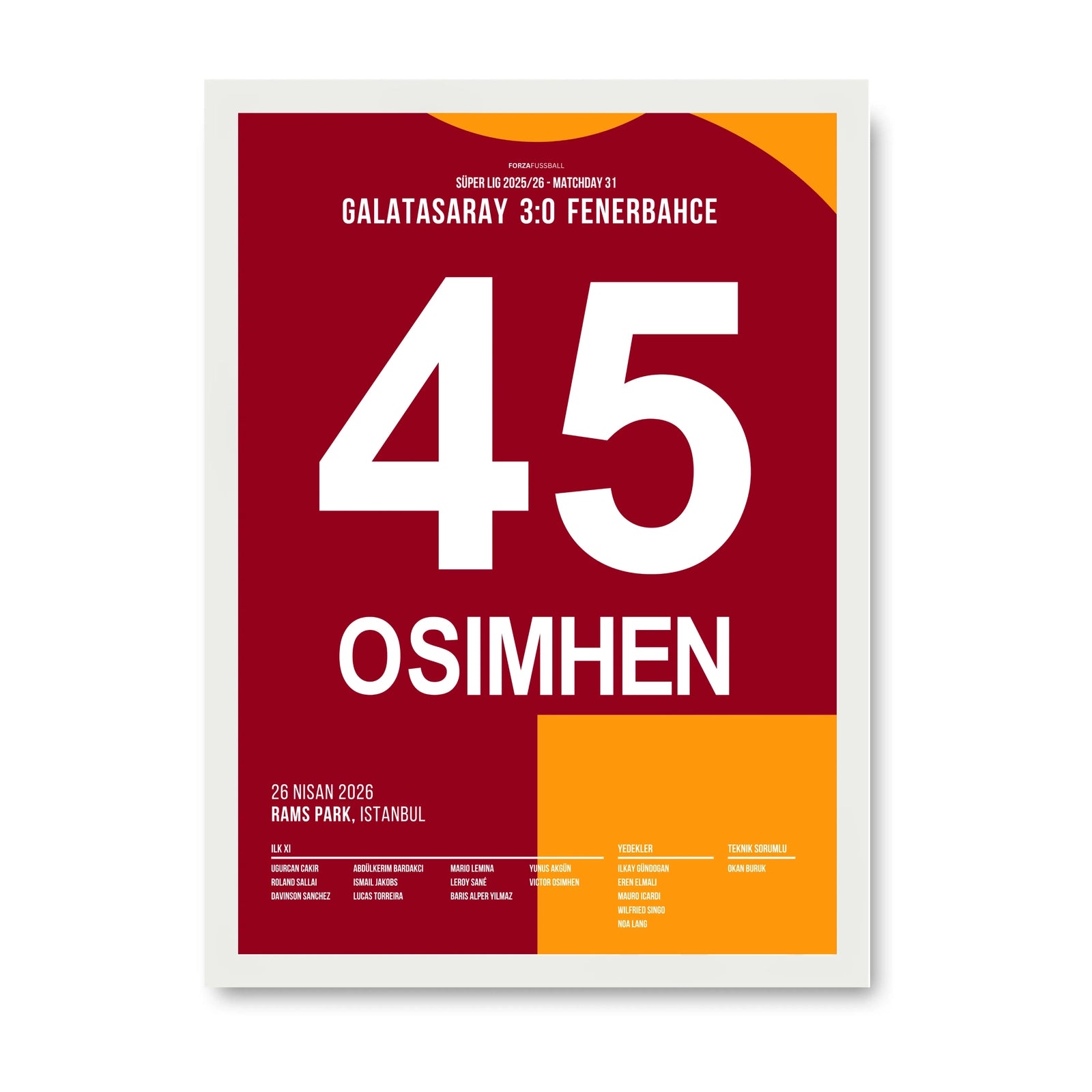 Osimhen führt Gala im Derby zum Meistertitel 2026 Fußball Poster mit Rahmen