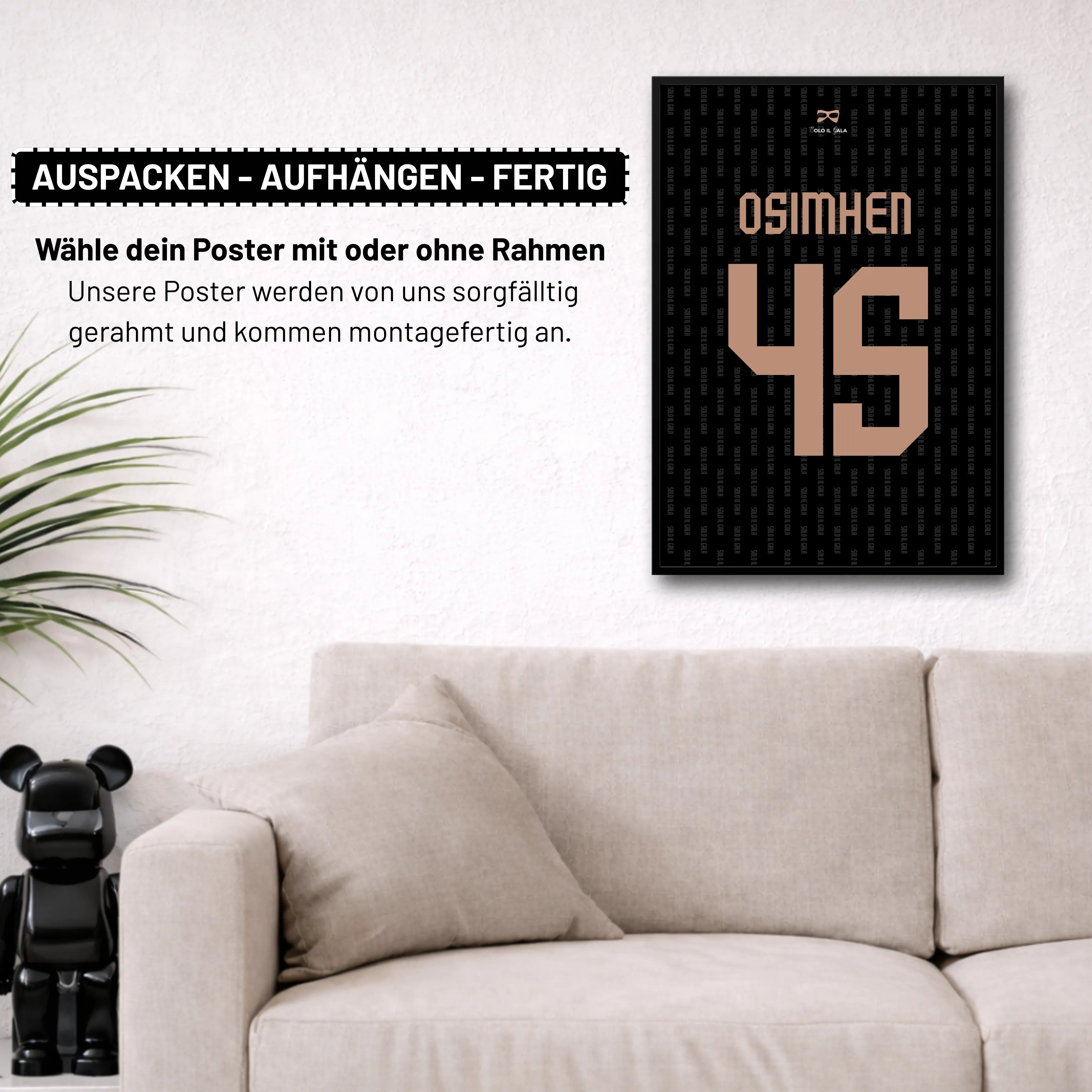 Osimhen Solo il Gala - 1+1 Set Fußball Poster mit Rahmen