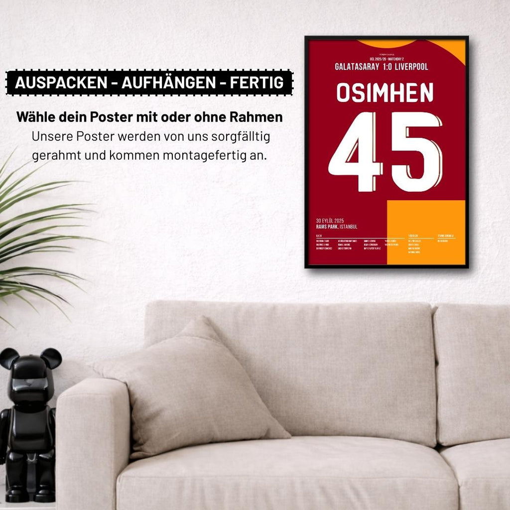 Osimhen wird zum Matchwinner gegen Liverpool Fußball Poster mit Rahmen