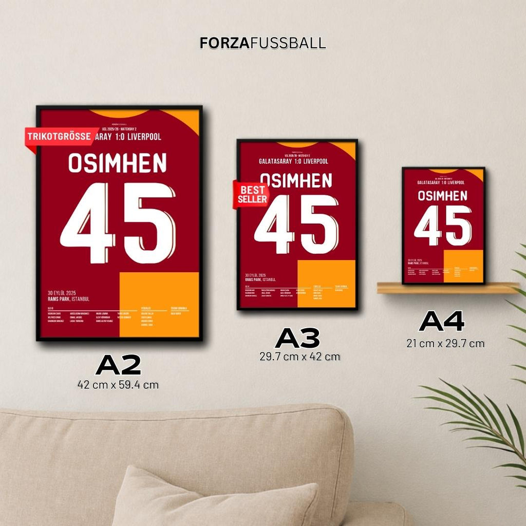 Drogba - Icardi - Osimhen Bundle Fußball Poster mit Rahmen