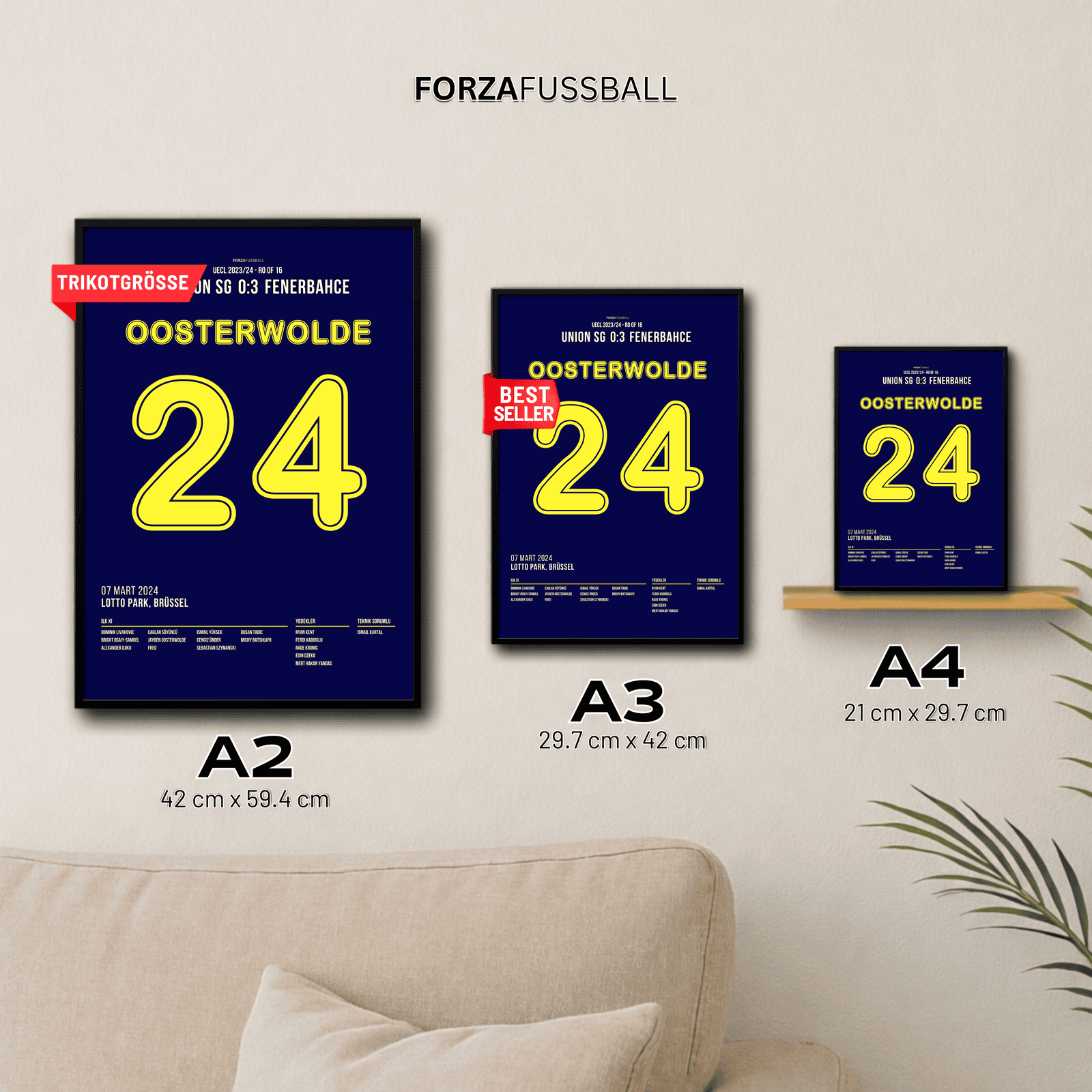Oosterwolde mit Solo Tor gegen Union SG Fußball Poster mit Rahmen