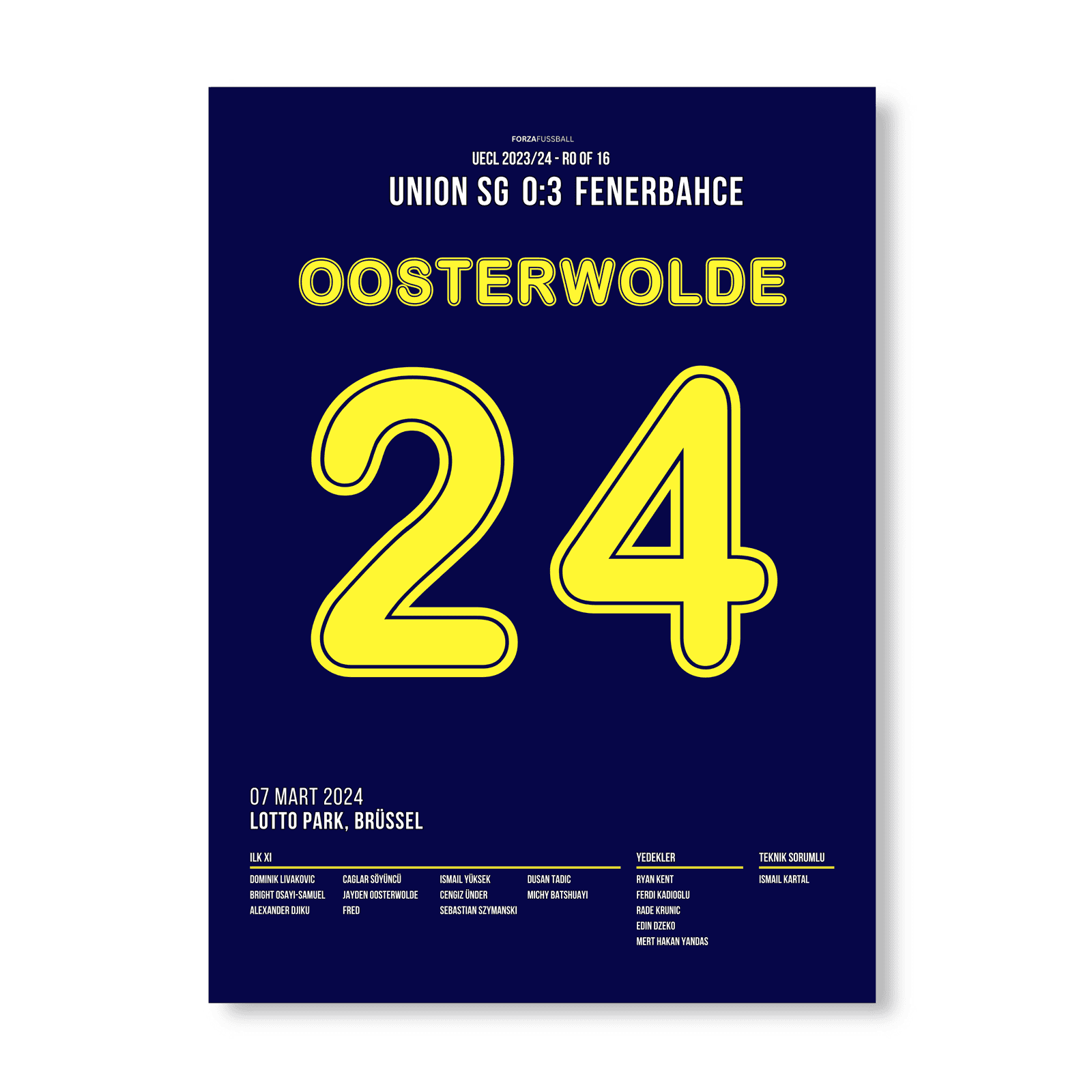 Oosterwolde mit Solo Tor gegen Union SG Fußball Poster mit Rahmen