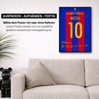 Messi´s 500. Ligator wird zum last Minute Siegtreffer im Bernabeu Fußball Poster mit Rahmen
