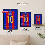 Messi´s 500. Ligator wird zum last Minute Siegtreffer im Bernabeu Fußball Poster mit Rahmen
