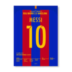 Messi´s 500. Ligator wird zum last Minute Siegtreffer im Bernabeu Fußball Poster mit Rahmen