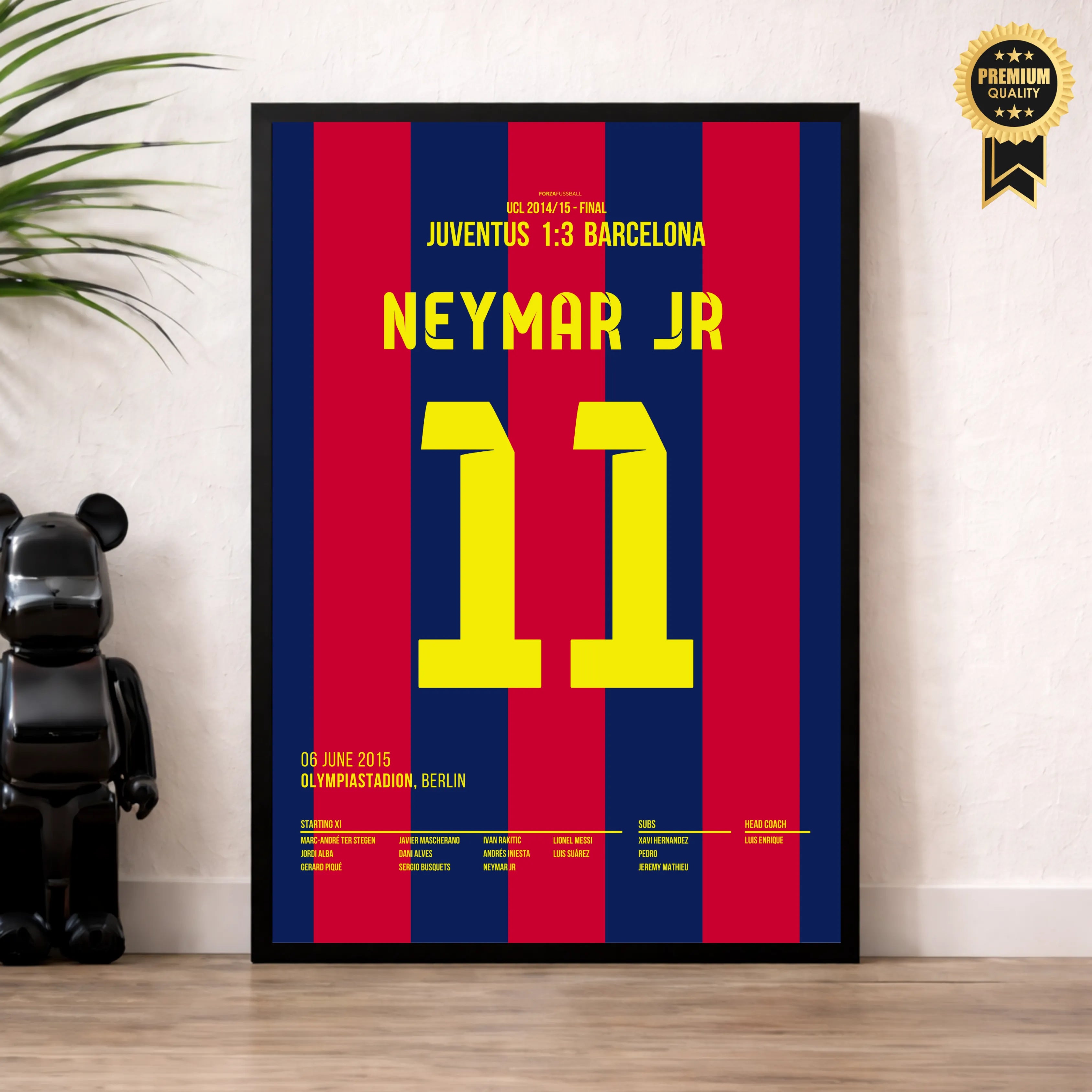 Neymar sichert Barca das Triple gegen Juve Fußball Poster mit Rahmen