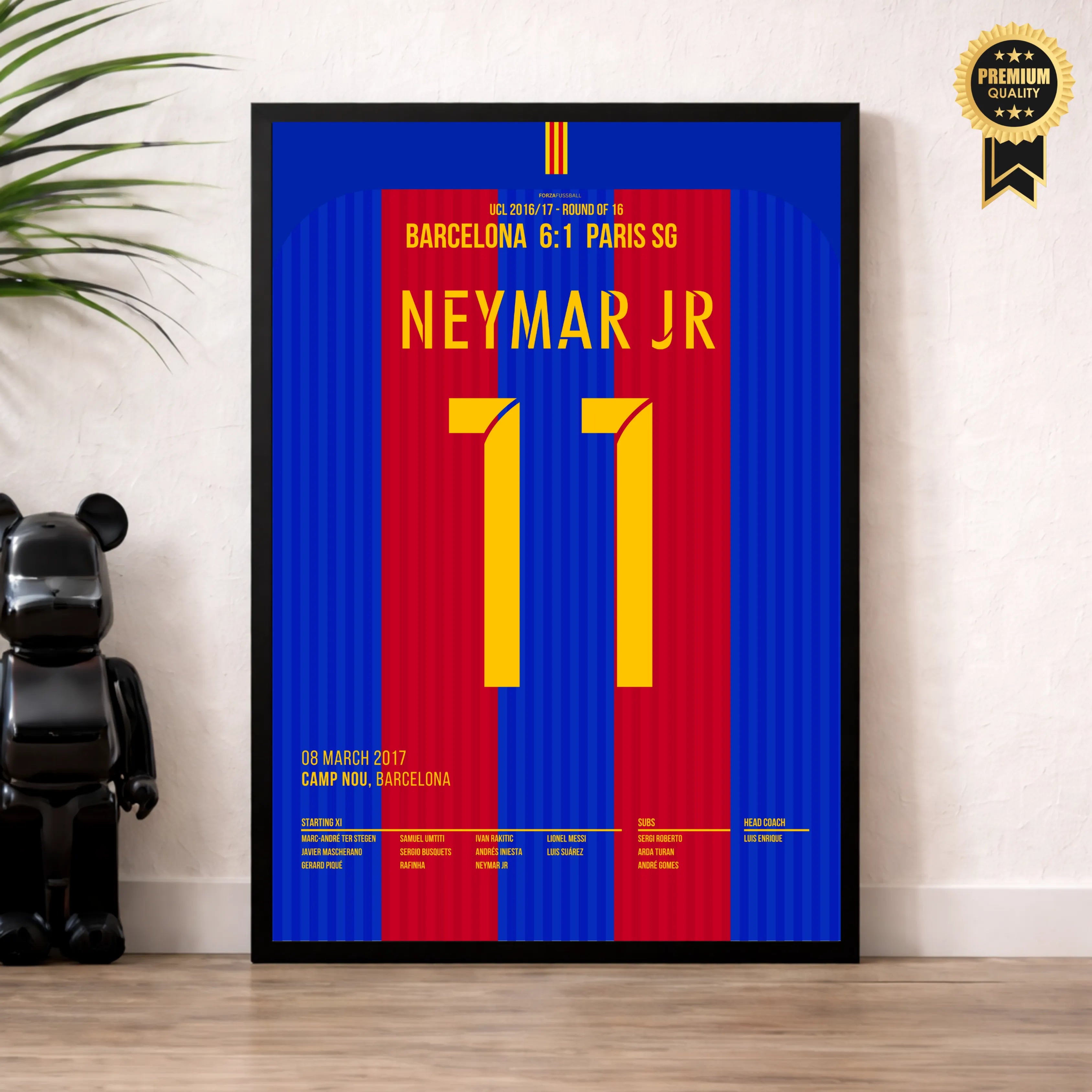 Neymar führt Barca zur historischen Remontada gegen PSG Fußball Poster mit Rahmen
