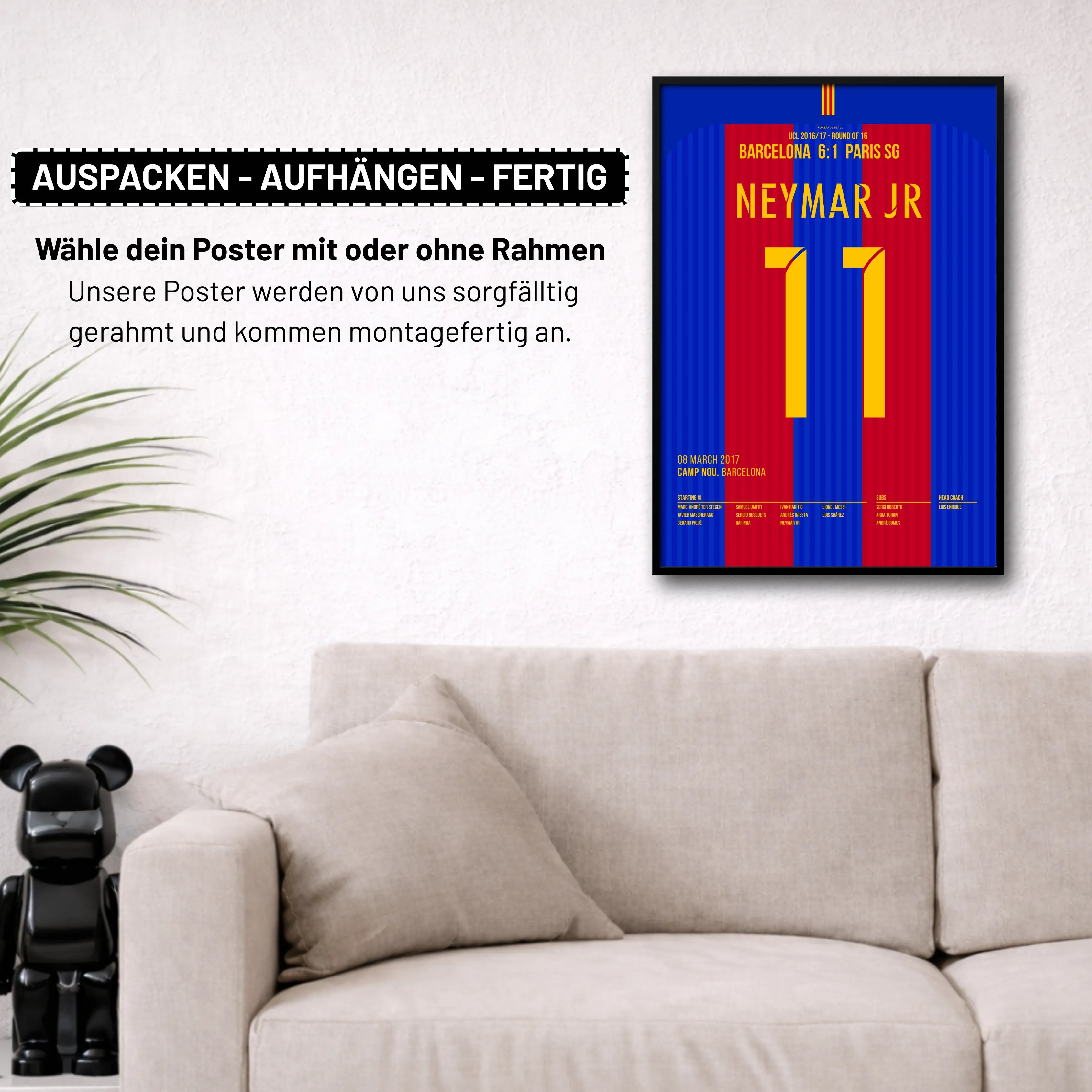 Neymar führt Barca zur historischen Remontada gegen PSG Fußball Poster mit Rahmen