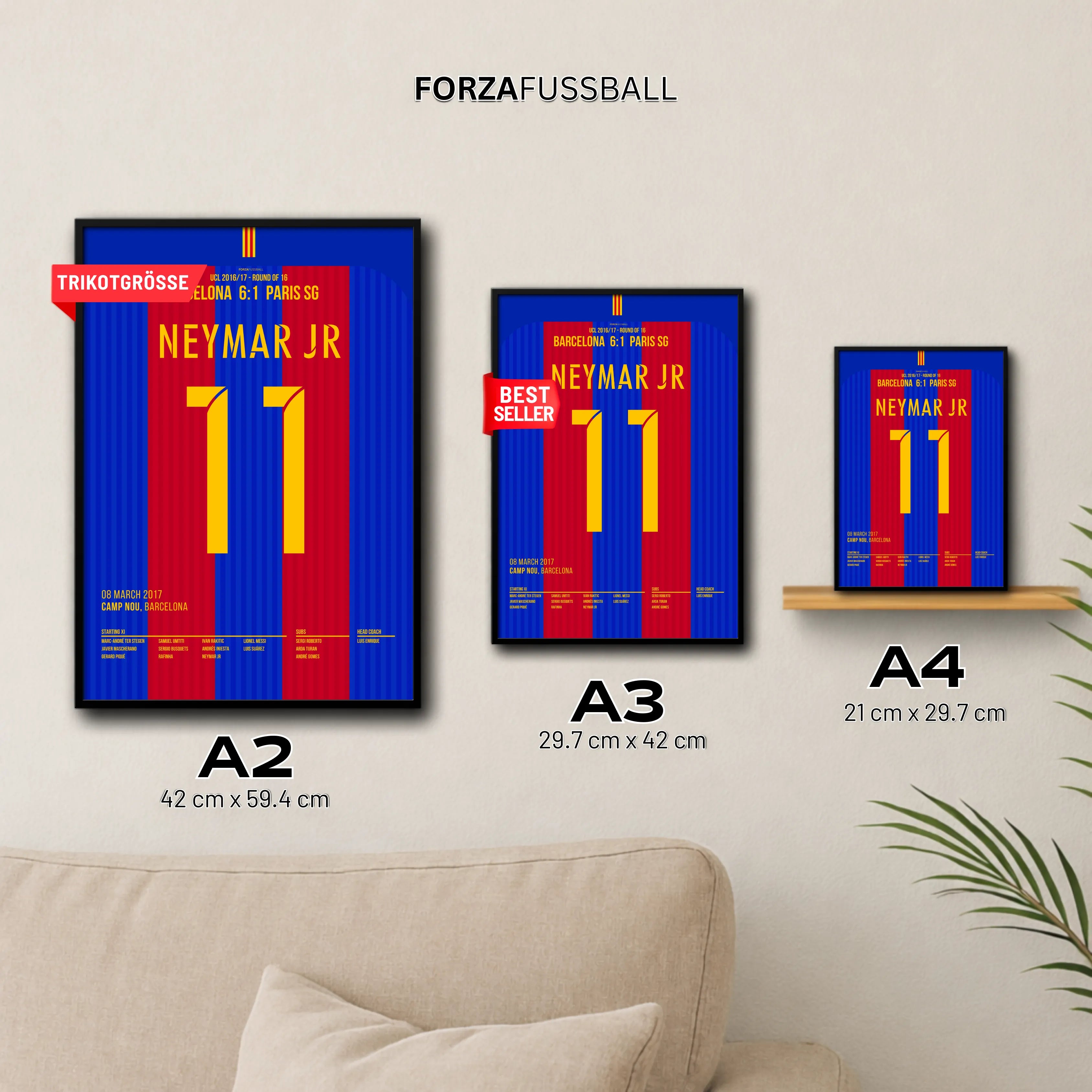 Neymar führt Barca zur historischen Remontada gegen PSG Fußball Poster mit Rahmen