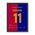 Raphinia führt Barca zum 5:2 Super Copa Sieg im Clasico Fußball Poster mit Rahmen