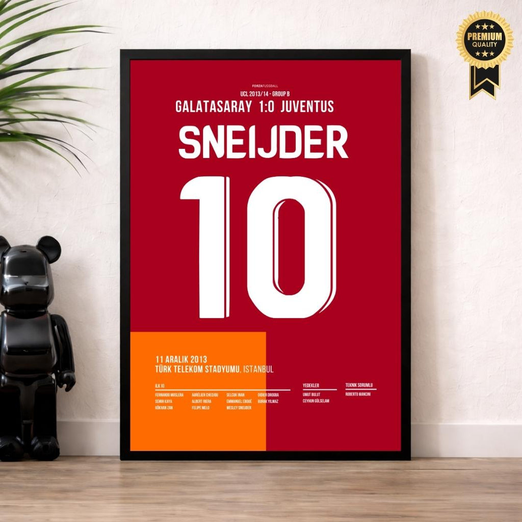 Sneijder wird zum Matchwinner in der Schneeschlacht gegen Juve Fußball Poster mit Rahmen