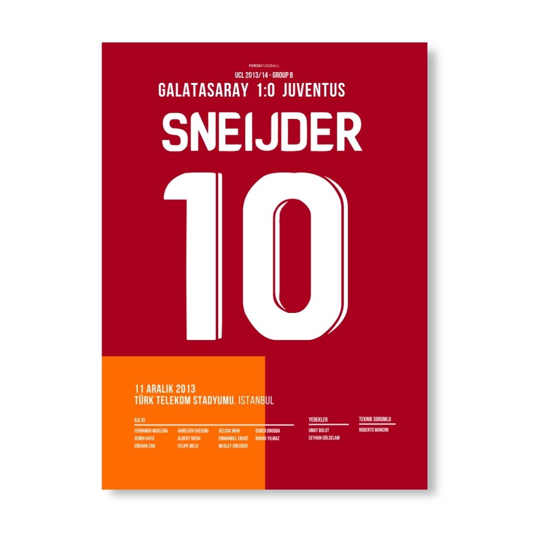 Sneijder wird zum Matchwinner in der Schneeschlacht gegen Juve Fußball Poster mit Rahmen
