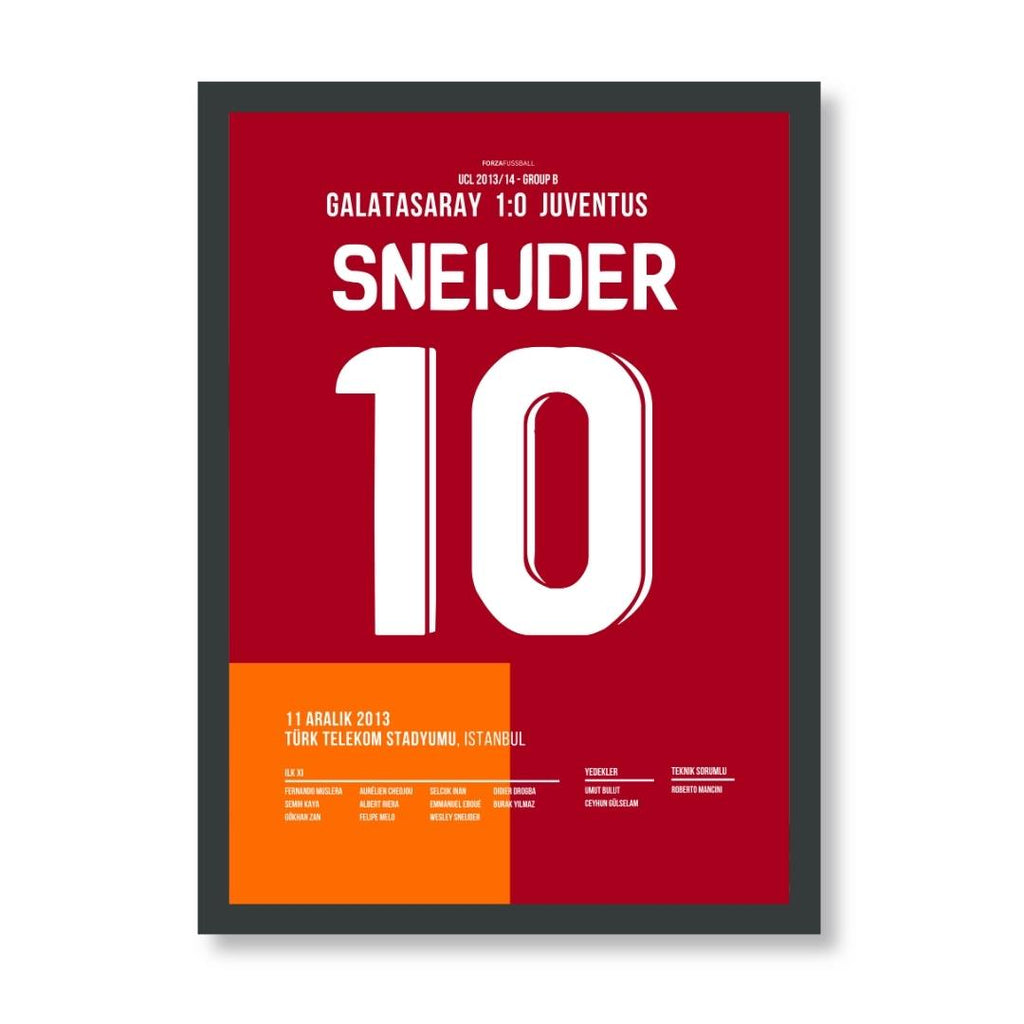 Sneijder wird zum Matchwinner in der Schneeschlacht gegen Juve Fußball Poster mit Rahmen