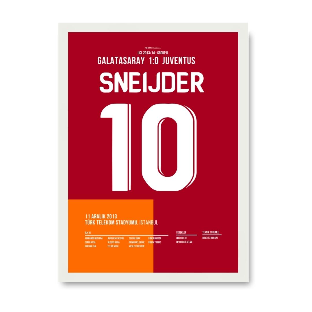 Sneijder wird zum Matchwinner in der Schneeschlacht gegen Juve Fußball Poster mit Rahmen