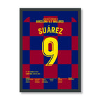 Luis Suárez trifft mit legendärem Hackenlupfer Fußball Poster mit Rahmen