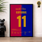 Raphinha schnürt einen Hattrick gegen Bayern Fußball Poster mit Rahmen