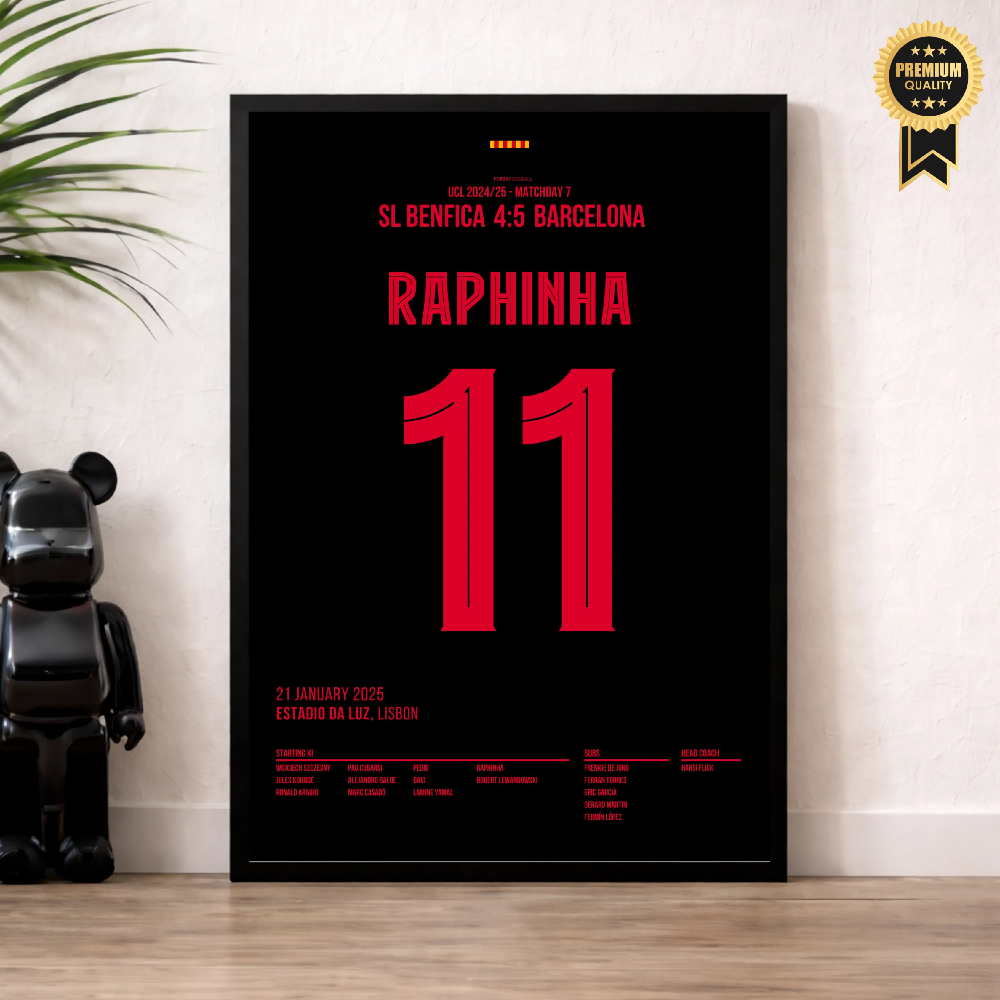 Raphinha knipst Benfica in der 96. das Licht aus Fußball Poster mit Rahmen