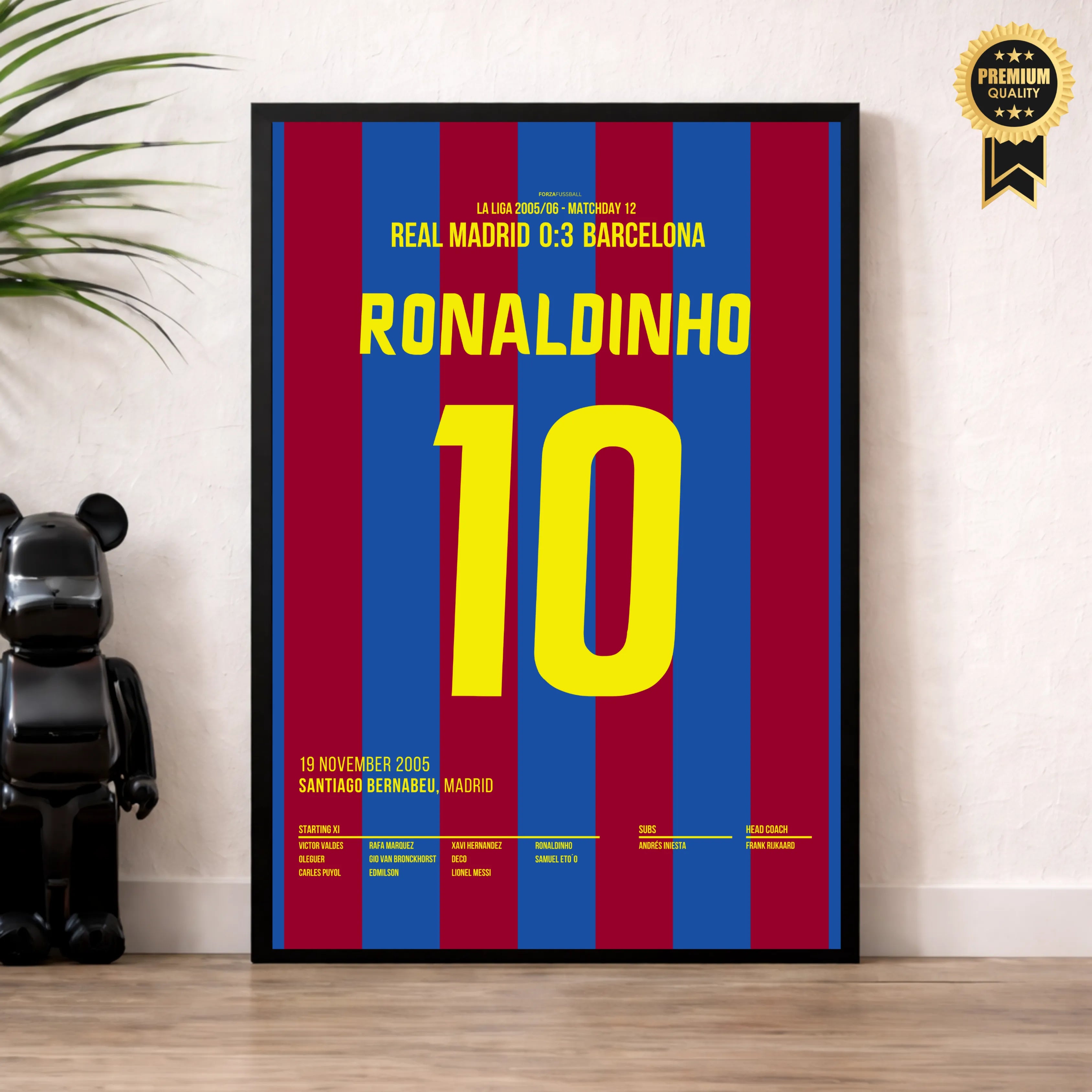 Ronaldinho bekommt Standing Ovations im Bernabeu Fußball Poster mit Rahmen