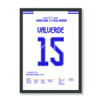 Fede Valverde entscheidet den Super Cup El Clasico 2022 Fußball Poster mit Rahmen
